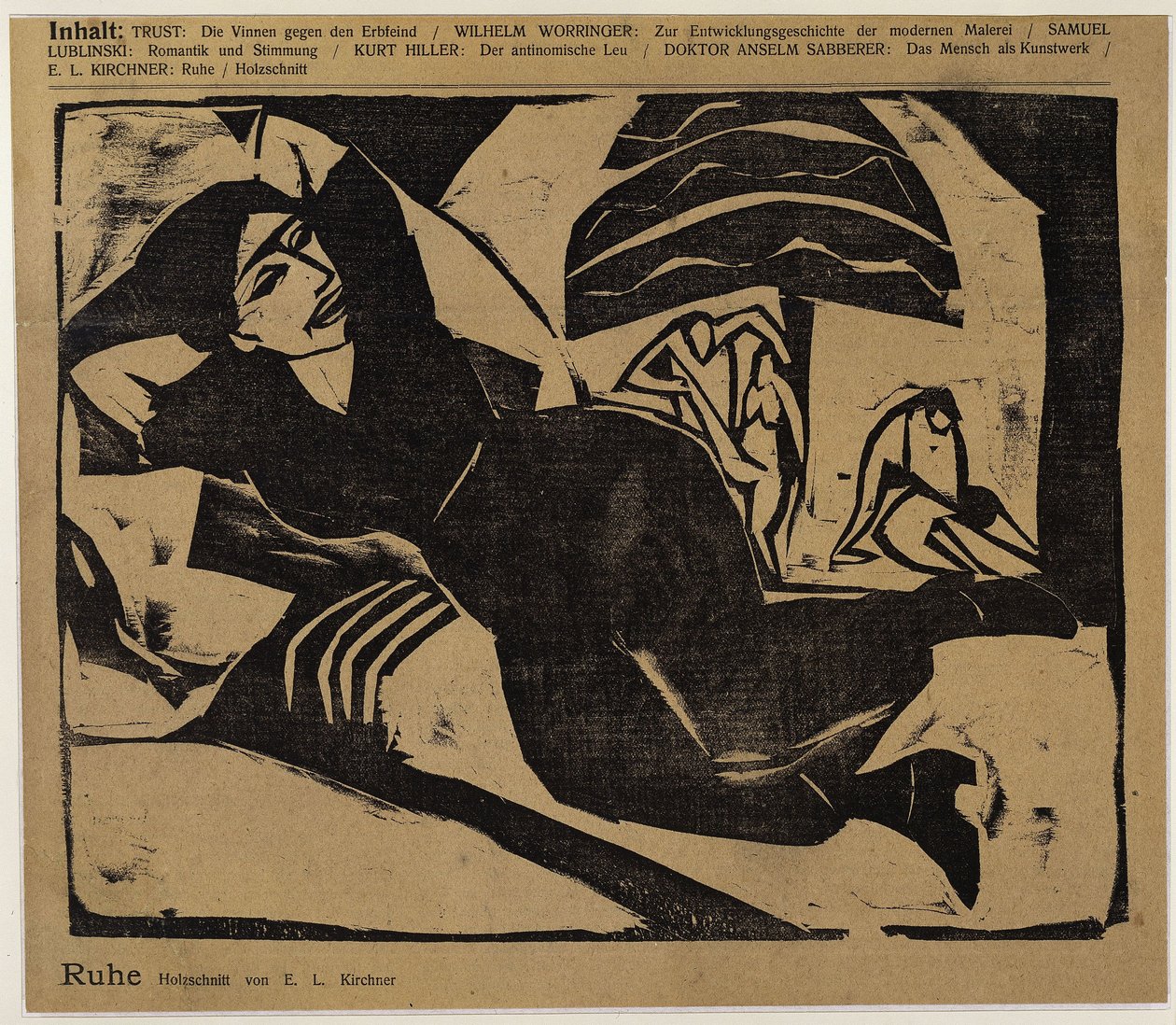 Mujer recostada (Descanso) (de: Der Sturm ...) de Ernst Ludwig Kirchner