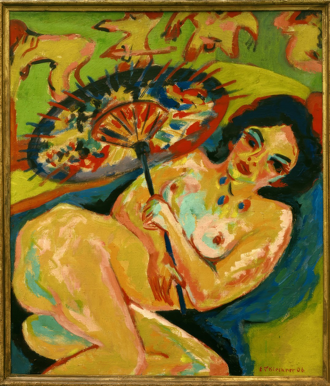 Niña bajo sombrilla japonesa de Ernst Ludwig Kirchner
