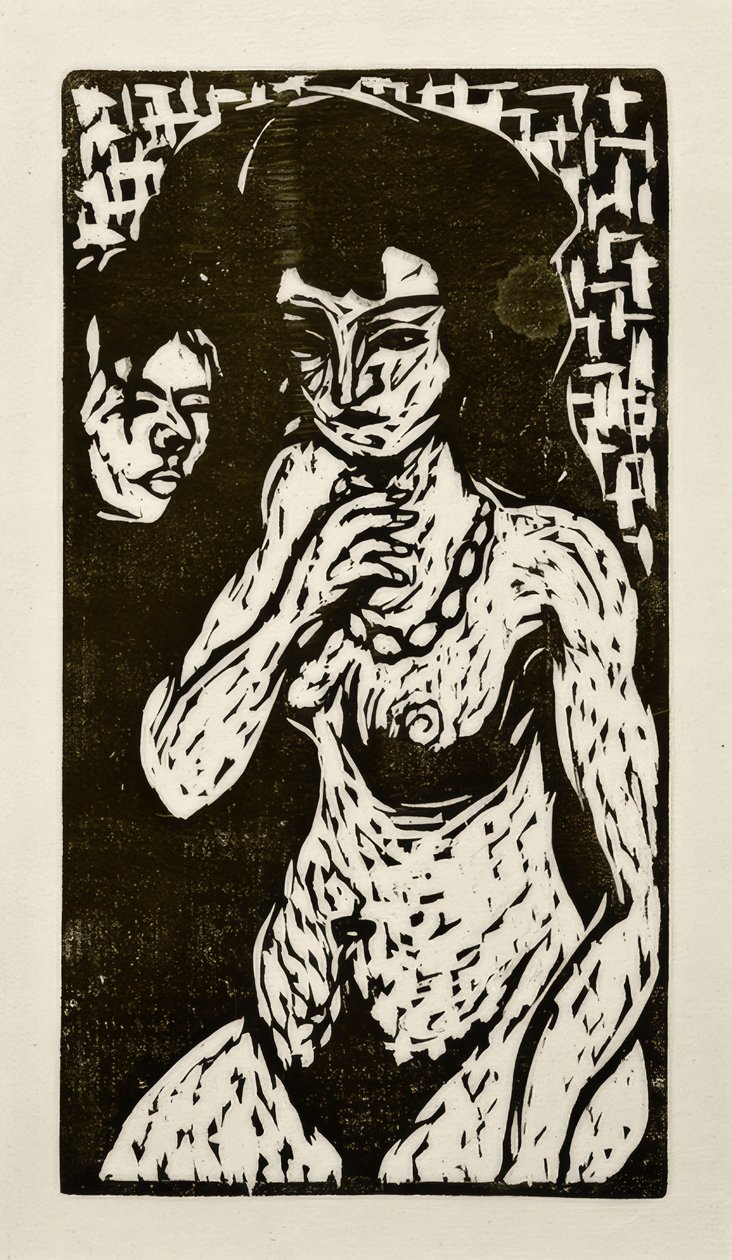 Desnudo femenino con autorretrato de Ernst Ludwig Kirchner