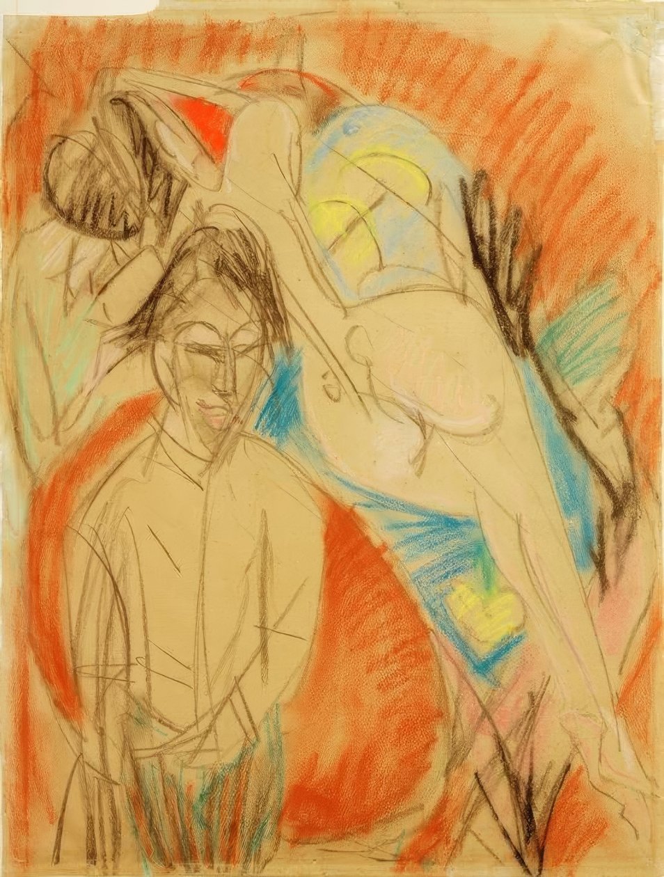 Pintor y mujer desnuda (Autorretrato con modelo) de Ernst Ludwig Kirchner