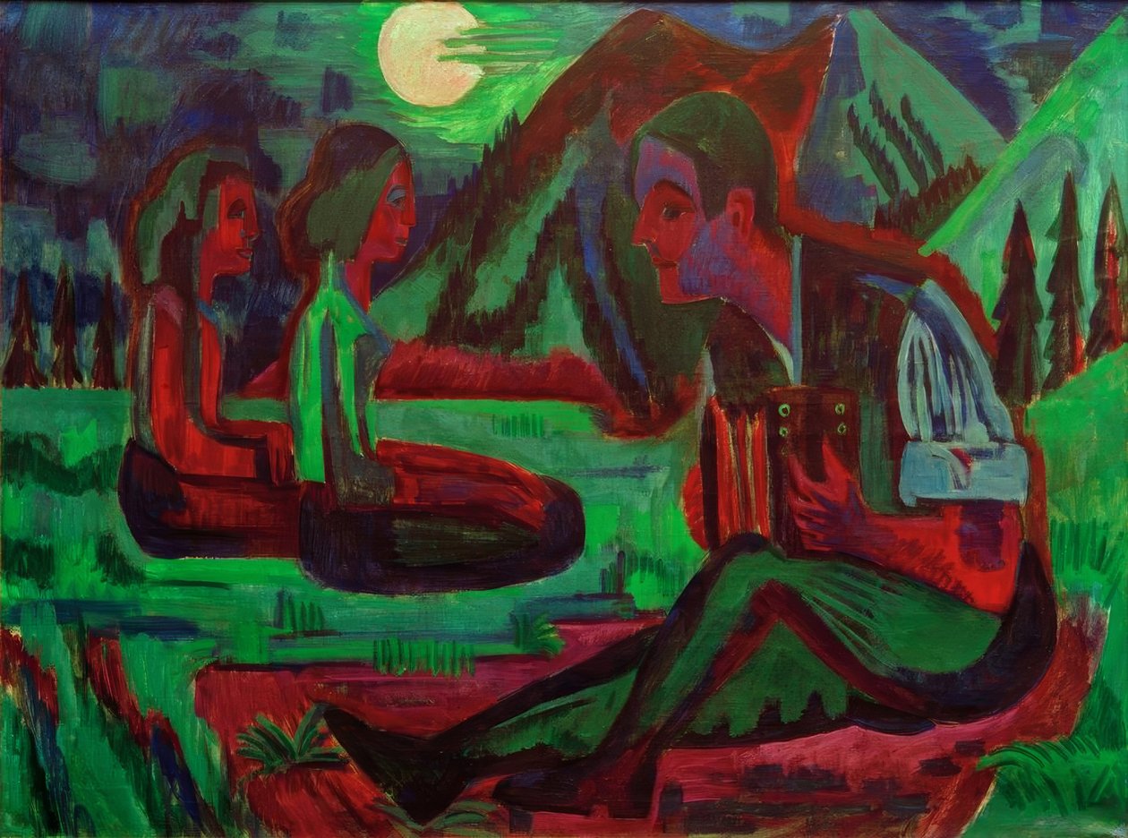Noche de luna; Organillero en noche de luna de Ernst Ludwig Kirchner