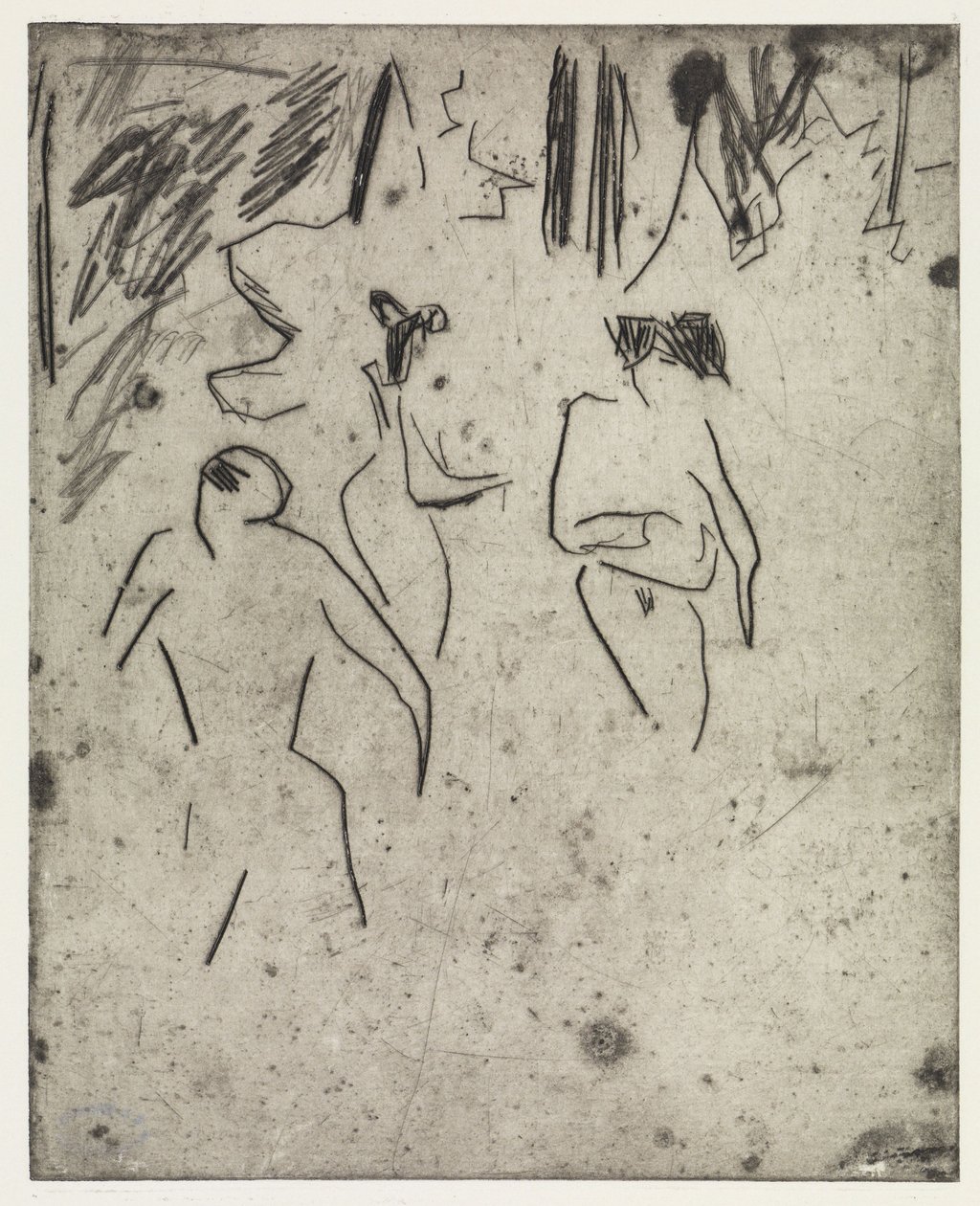 Bañistas de Moritzburg entre la maleza/La dodo enferma de Ernst Ludwig Kirchner