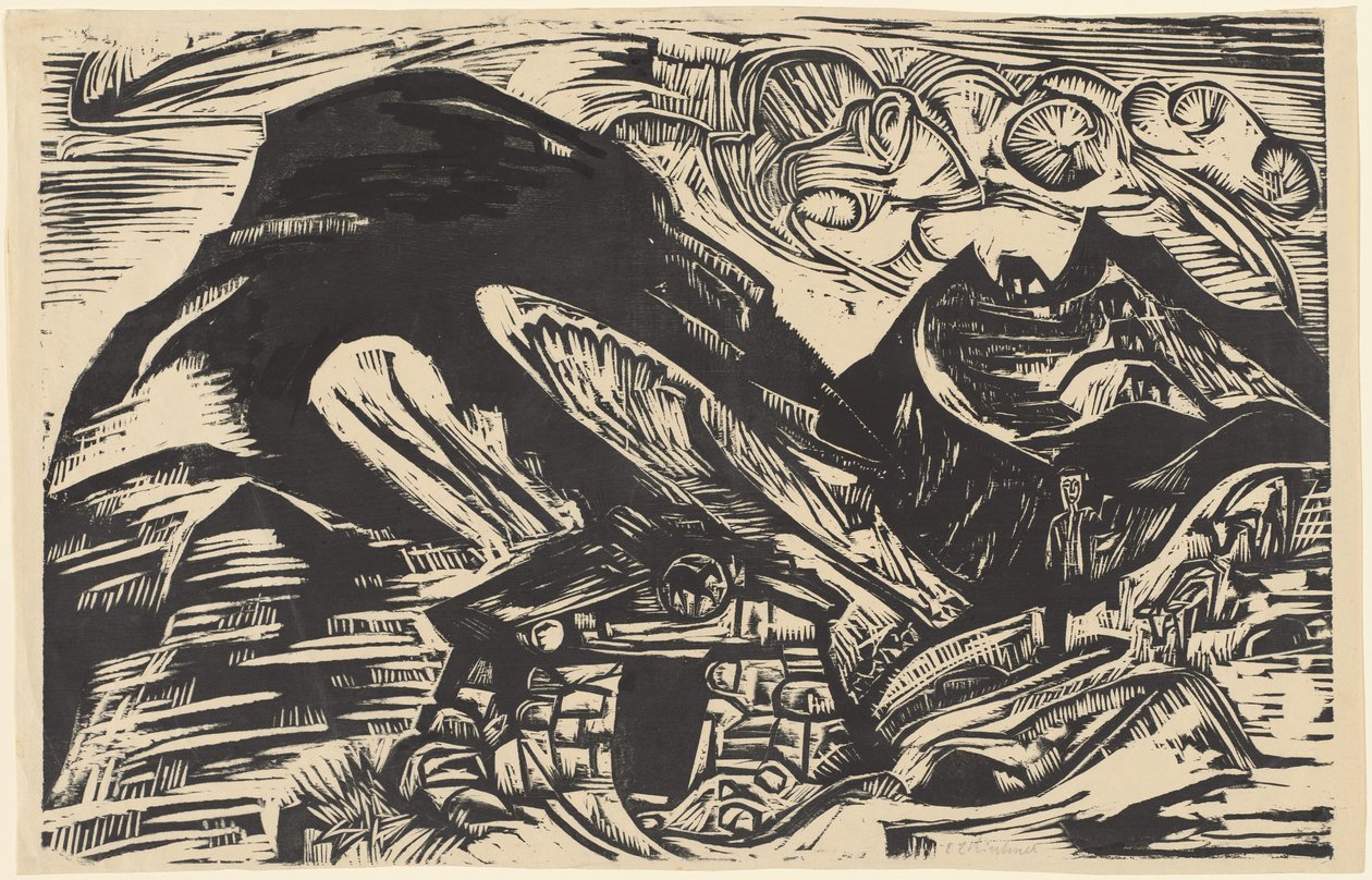 Montañas con una Cabaña de Montaña de Ernst Ludwig Kirchner