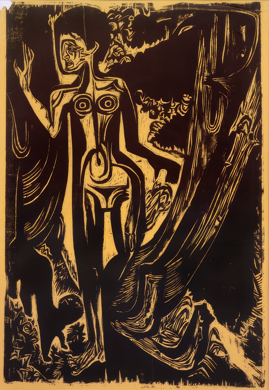 Mujer desnuda en el bosque de Ernst Ludwig Kirchner