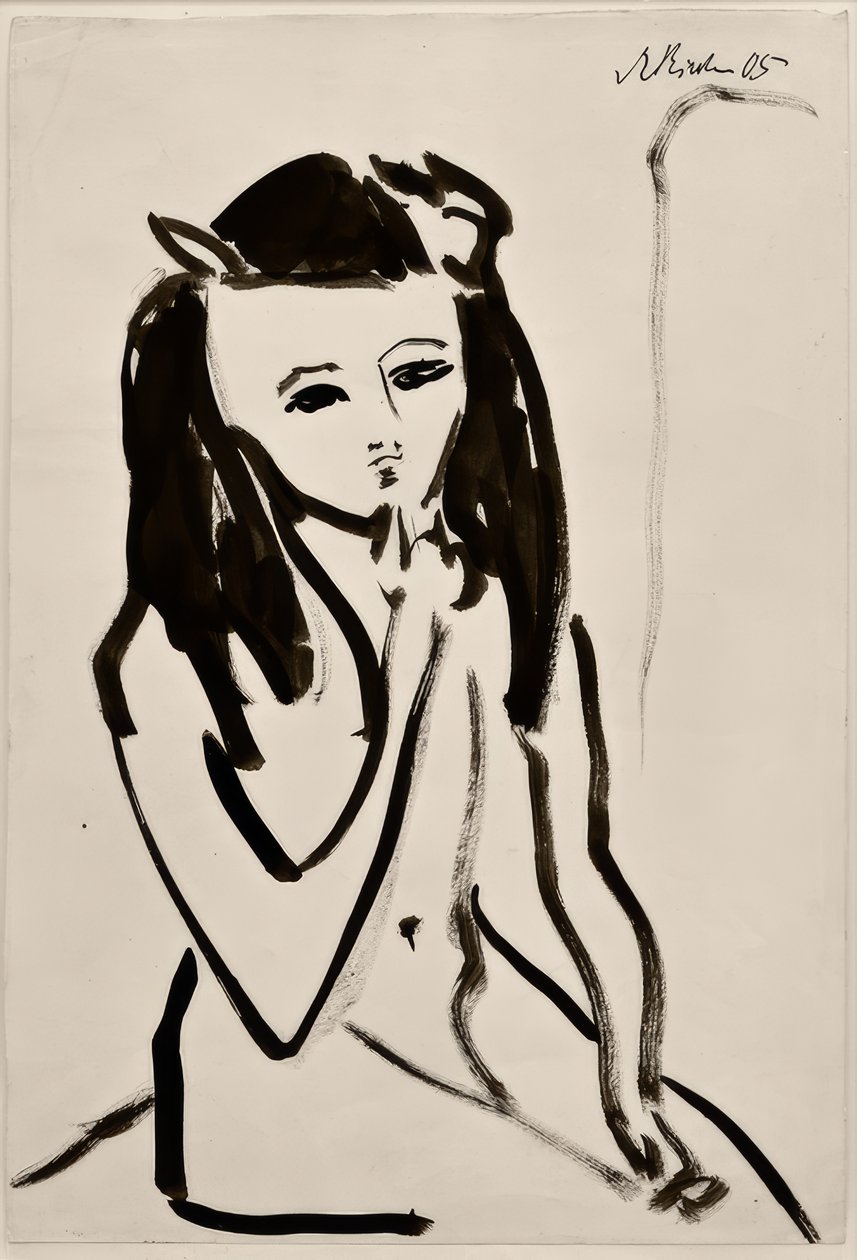 Sin título (Fränzi desnuda, con la mano en la barbilla) de Ernst Ludwig Kirchner