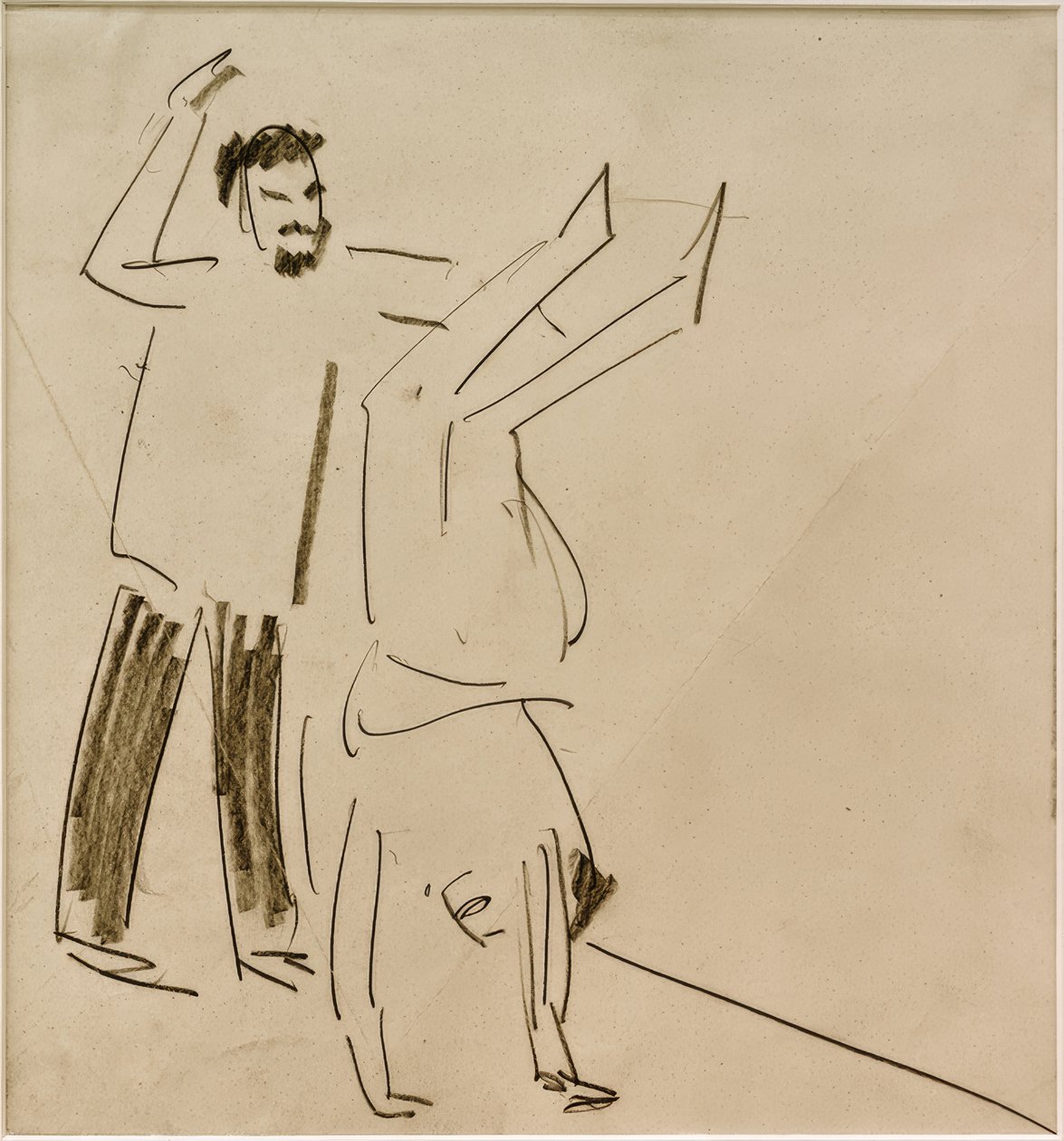 Sin título (Hombre con niña haciendo el pino) de Ernst Ludwig Kirchner