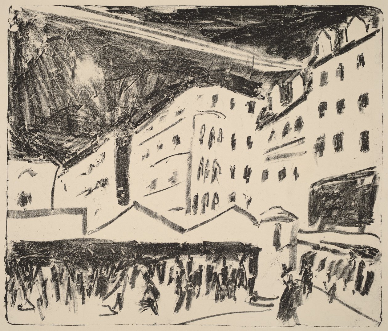 El Altmarkt de Dresde con una feria (Der Altmarkt in Dresden mit Jahrmarkt) de Ernst Ludwig Kirchner