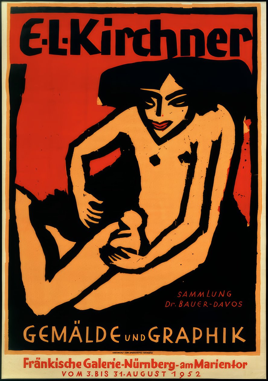 Cartel para la exposición E.L.K., Galería Franconia, Núremberg, 1952 de Ernst Ludwig Kirchner