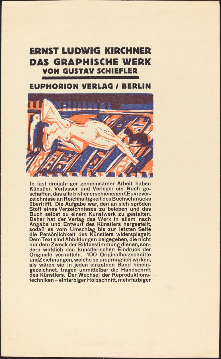 Desnudo reclinado con gato (Ilustración para Ernst Ludwig Kirchner: Das Graphische Werk) de Ernst Ludwig Kirchner