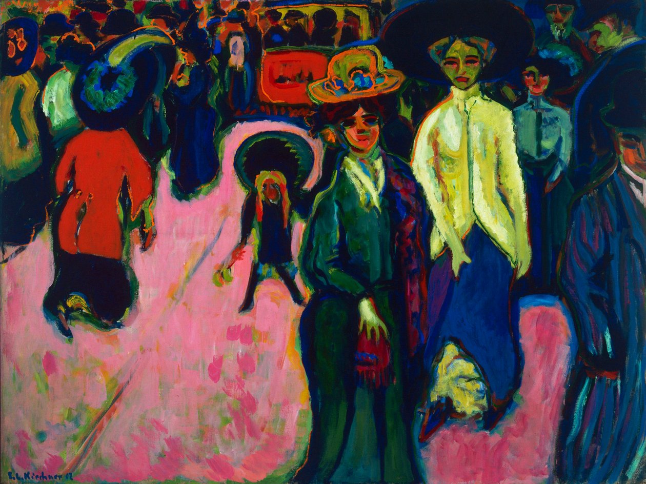 Calle, Dresde (Alemania). Pintura de Ernst Ludwig Kirchner (1880-1938), óleo sobre lienzo de Ernst Ludwig Kirchner