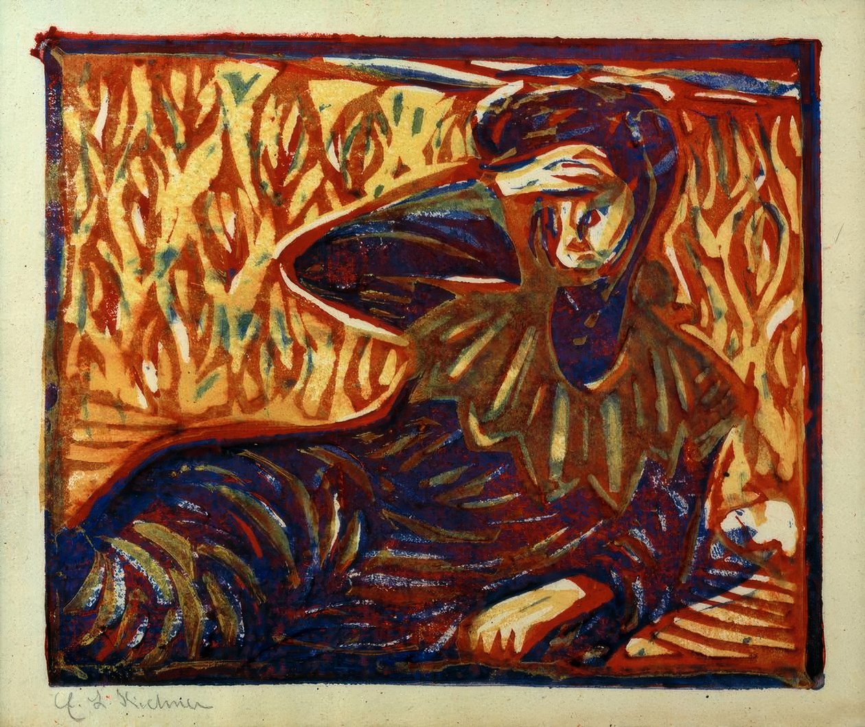 Niña descansando con dolor de cabeza de Ernst Ludwig Kirchner