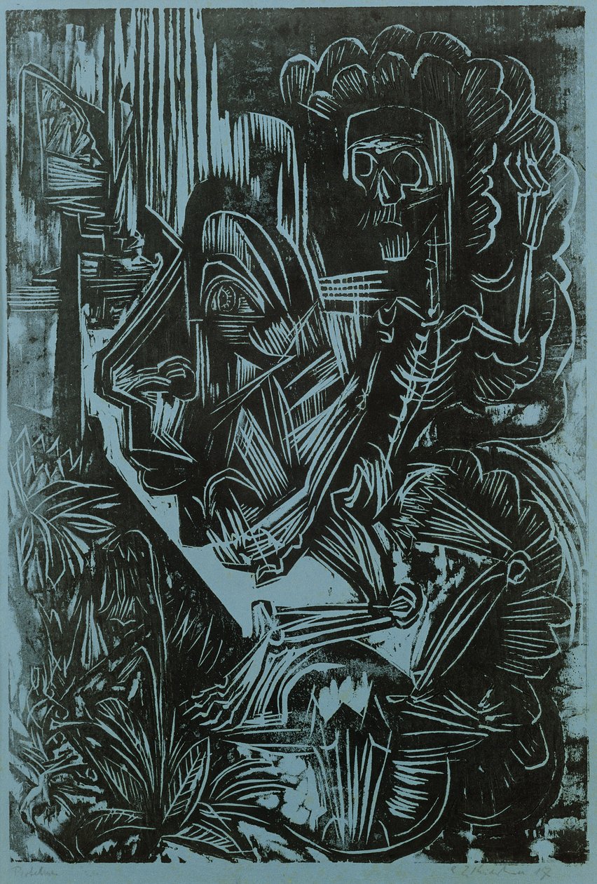 Autorretrato con la muerte bailando, 1917 de Ernst Ludwig Kirchner