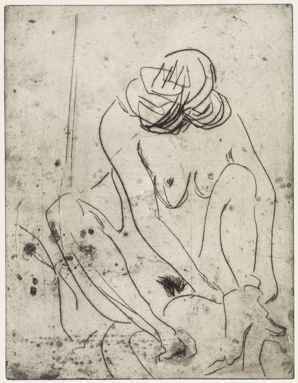 Niña secándose / Dos mujeres bañándose de Ernst Ludwig Kirchner