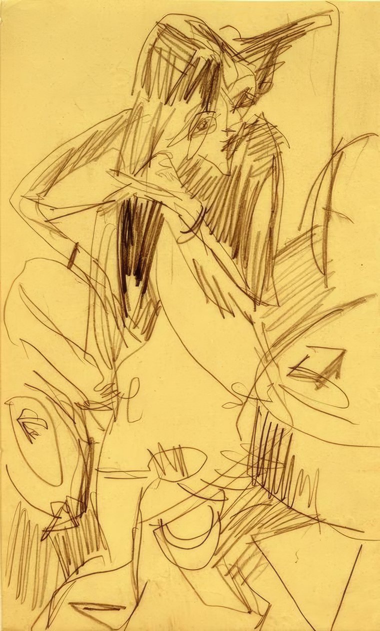 Desnudo peinándose de Ernst Ludwig Kirchner