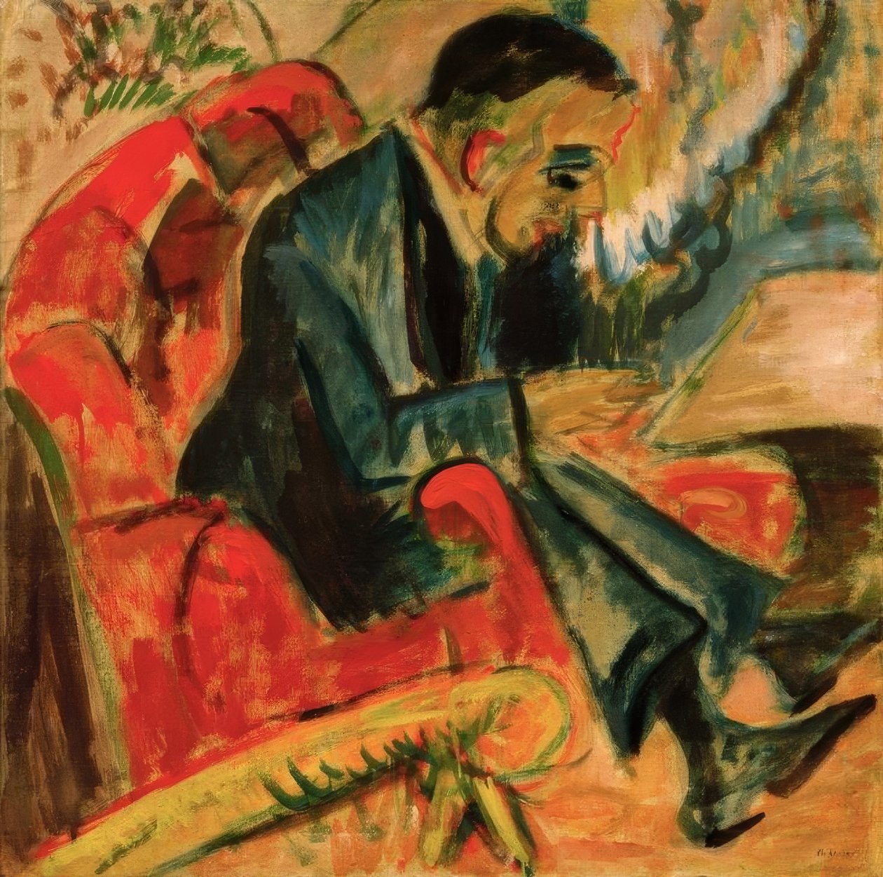 Hombre sentado en un banco del parque de Ernst Ludwig Kirchner