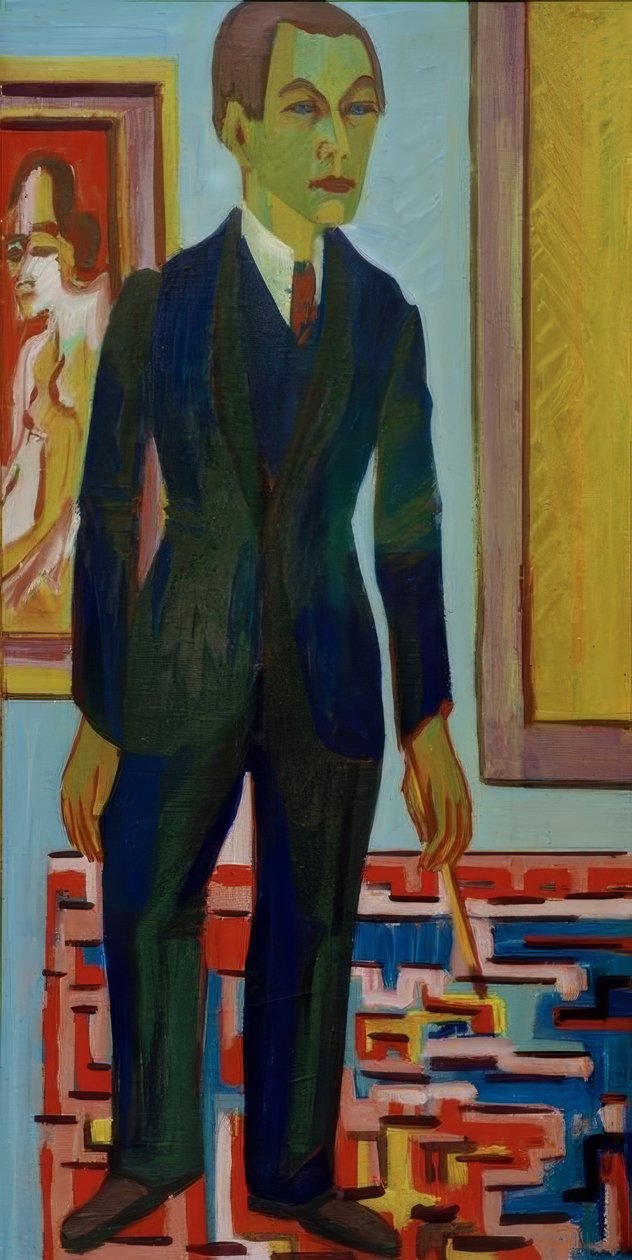 Pintor de pie. Autorretrato de Ernst Ludwig Kirchner