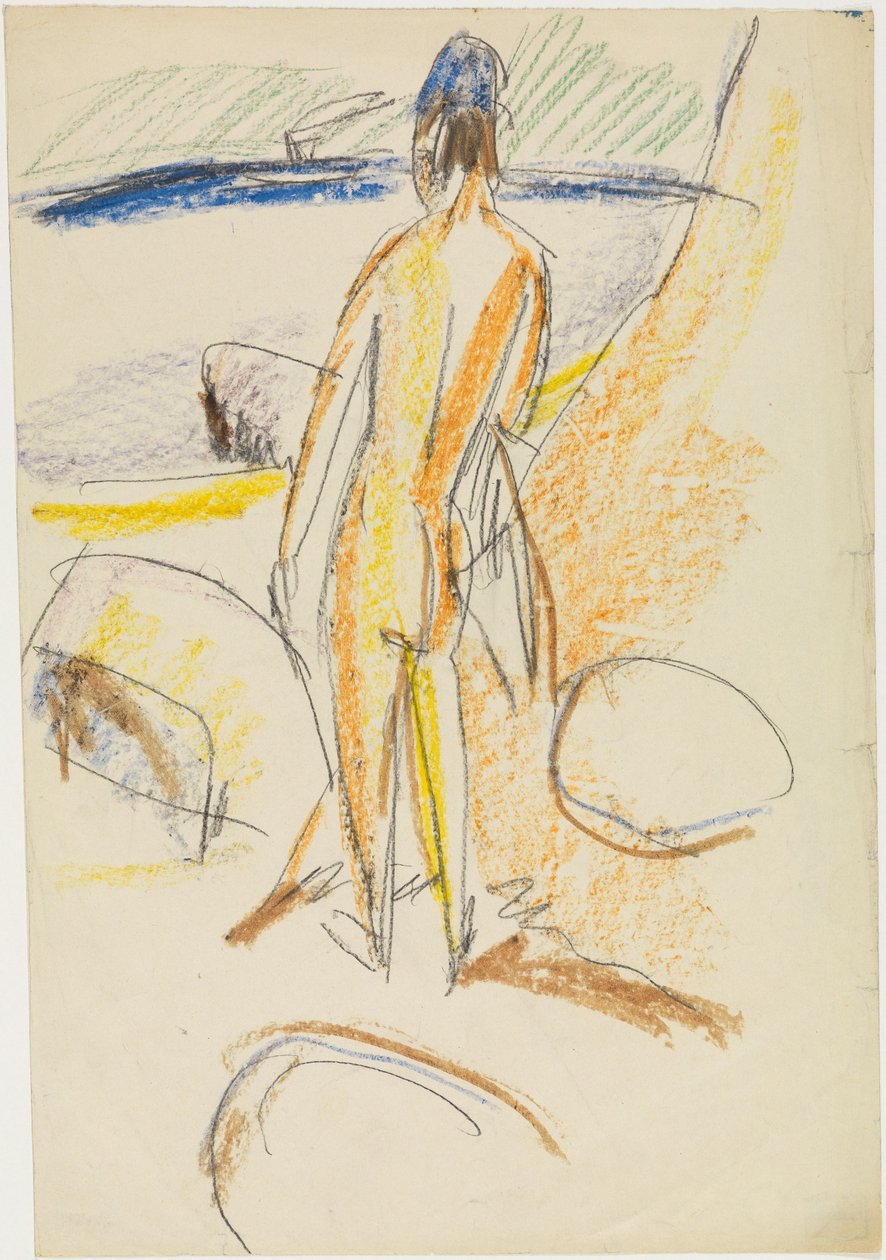 Escultura de un hombre de espaldas de pie «An den Steinen» (Fehmarn) de Ernst Ludwig Kirchner