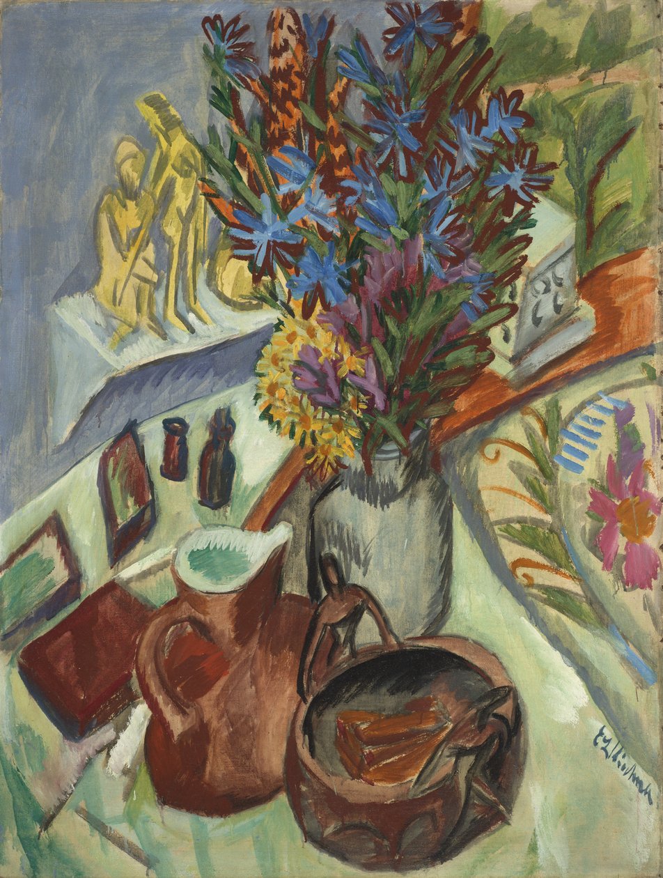Naturaleza muerta con jarra y cuenco africano de Ernst Ludwig Kirchner