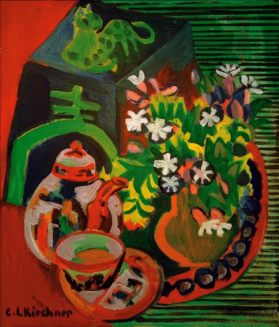 Bodegón con porcelana china de Ernst Ludwig Kirchner