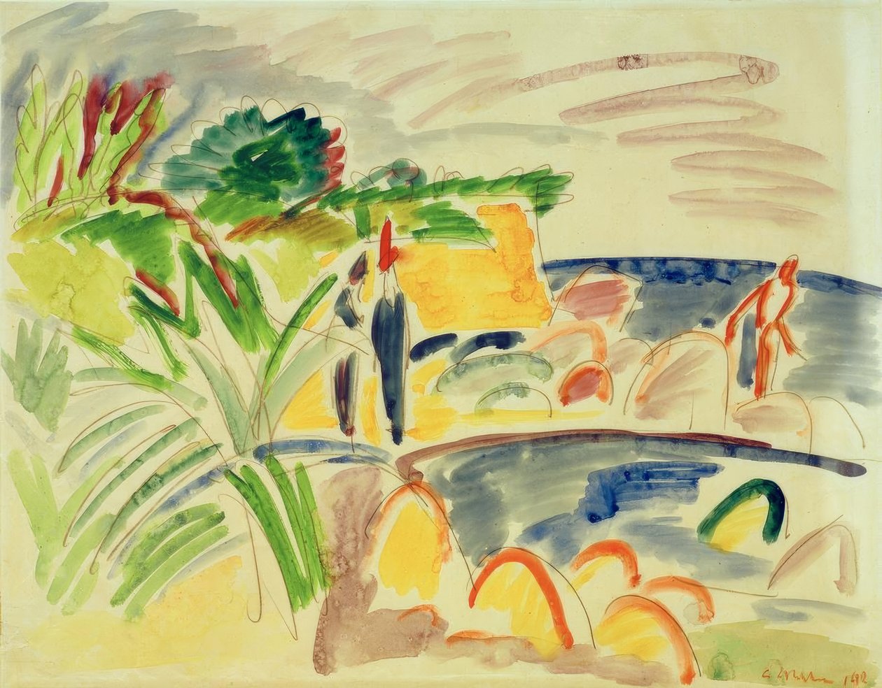 Escena de playa en Fehmarn de Ernst Ludwig Kirchner
