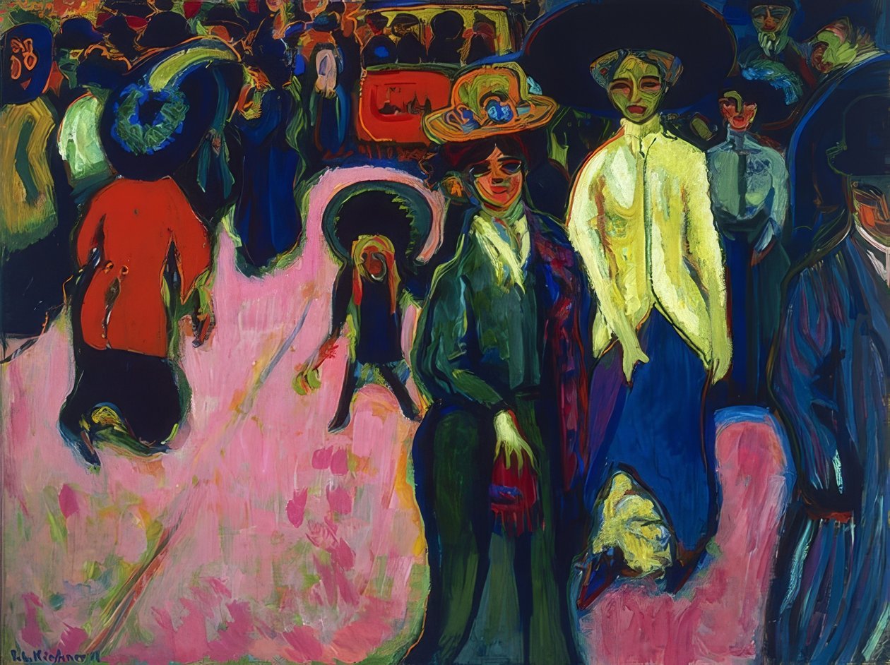 Calle en Dresde. 1908 (revisado en 1919, fechado en la pintura 1907) de Ernst Ludwig Kirchner