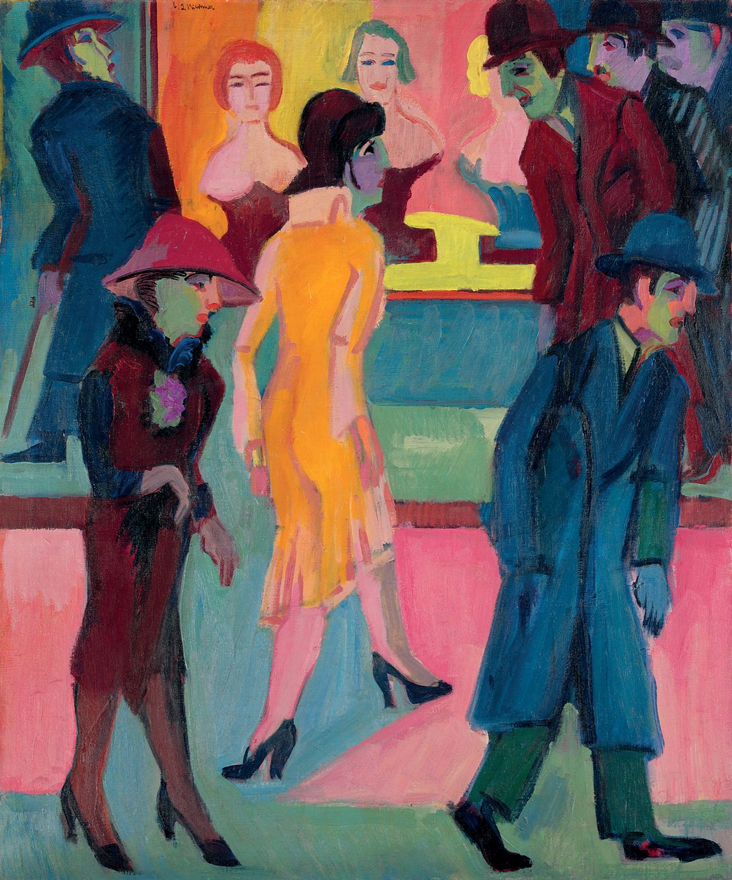 Escena de calle frente a la barbería de Ernst Ludwig Kirchner