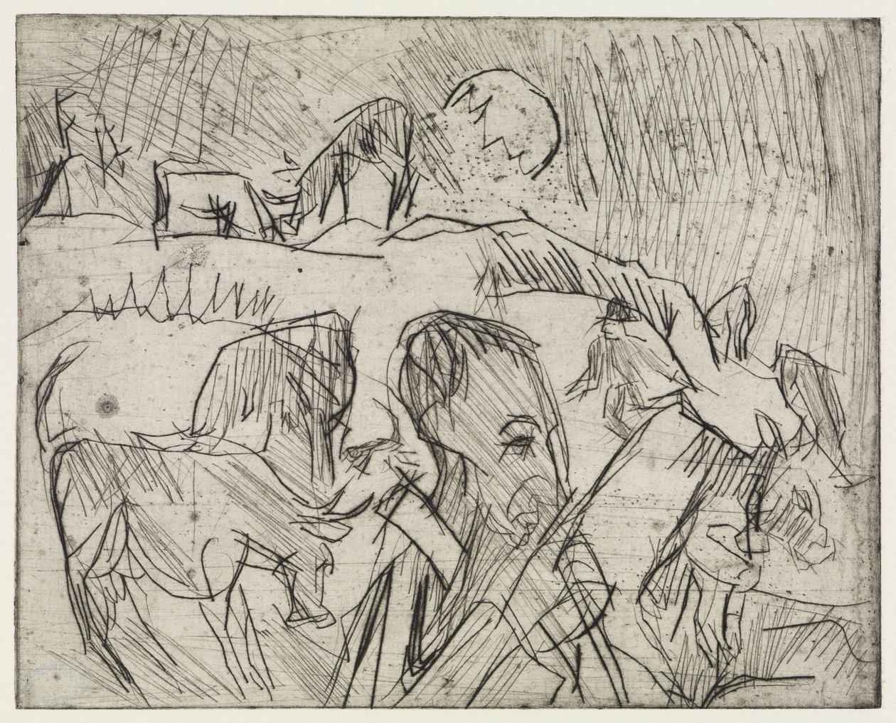 Estudio «Mardersteig» / Pastor con vacas en la montaña de Ernst Ludwig Kirchner