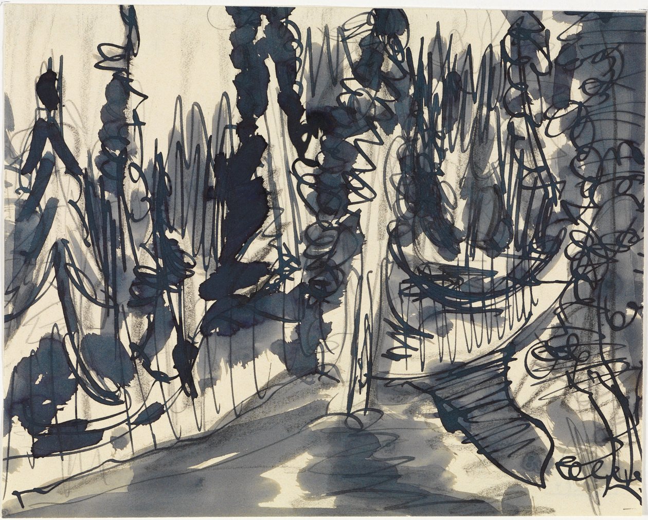 Bosque de abetos (estudio de bosque de montaña) de Ernst Ludwig Kirchner