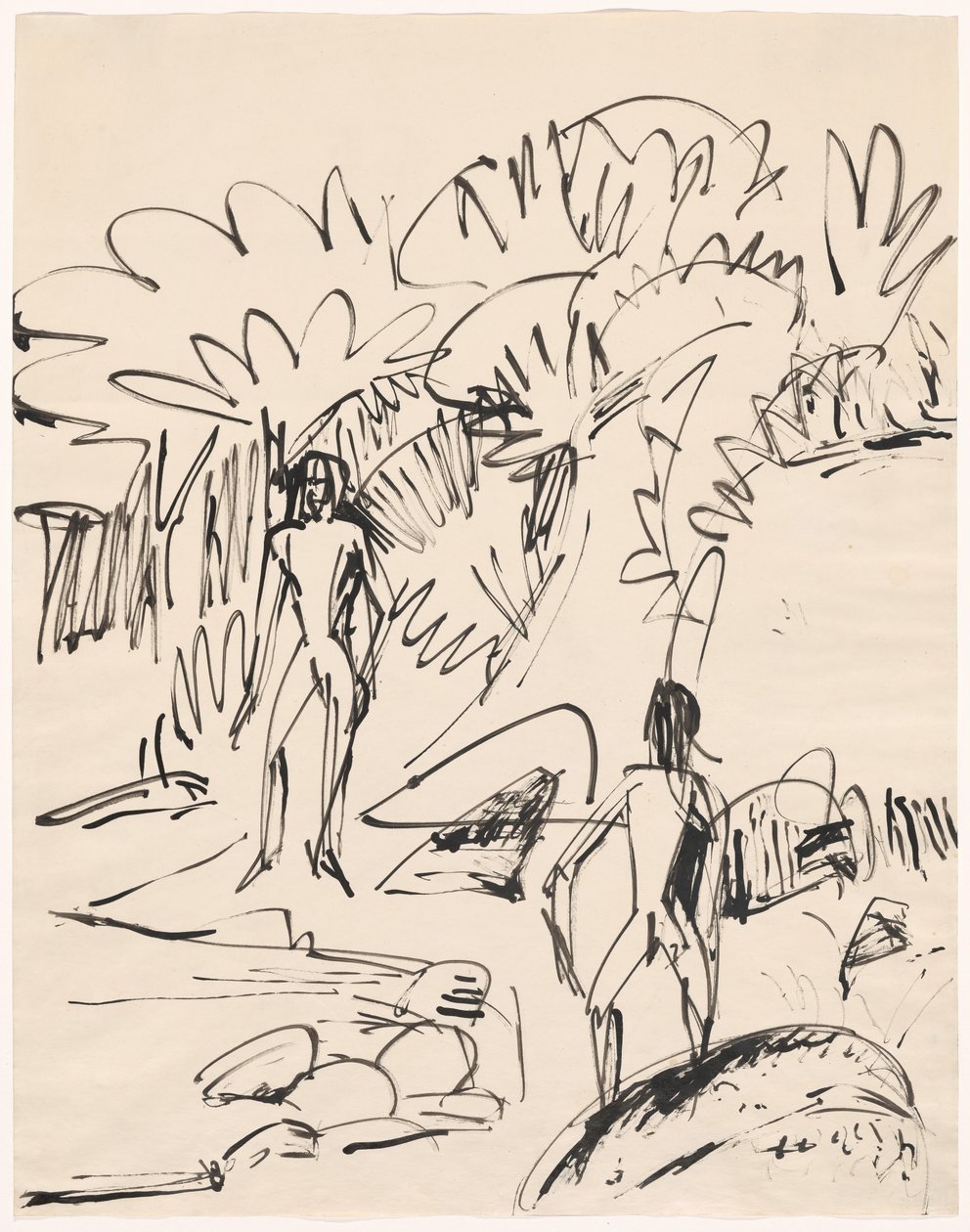 Dos bañistas en la costa de Fehmarn de Ernst Ludwig Kirchner