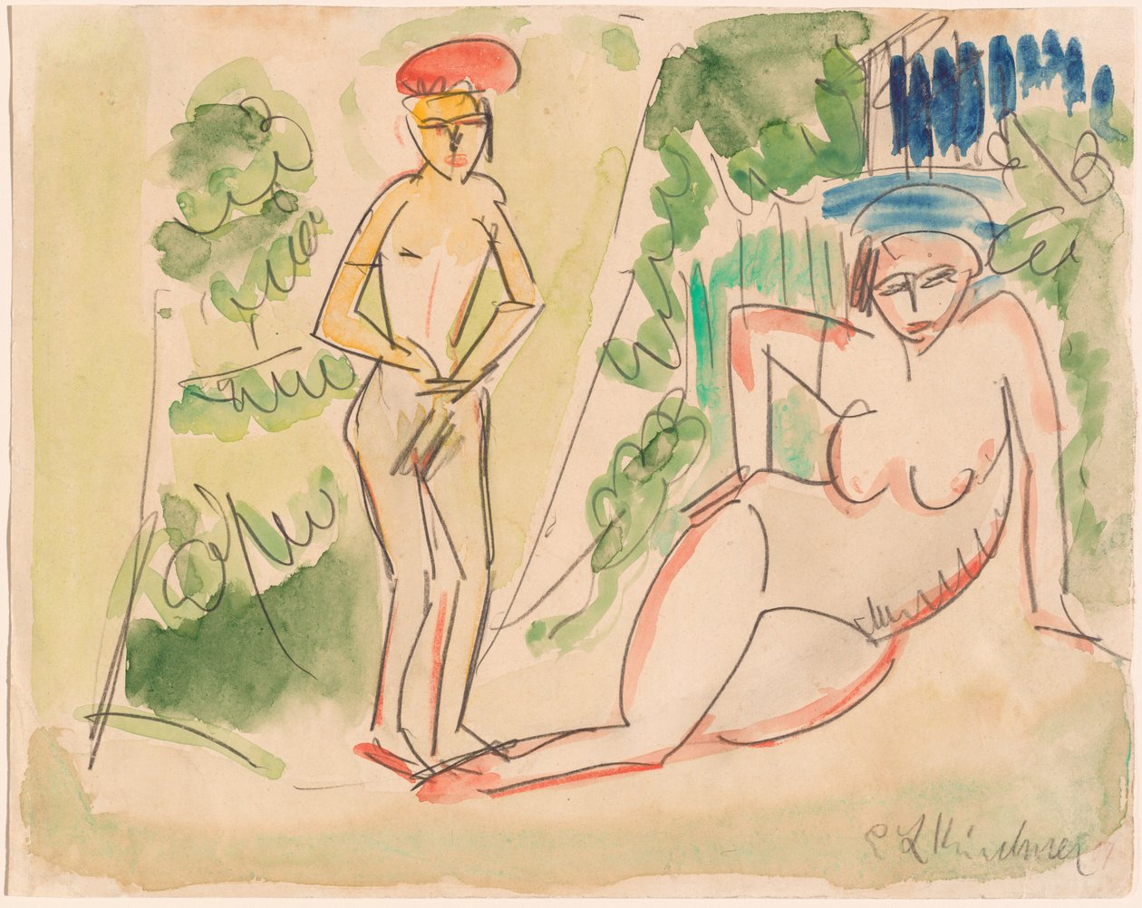 Dos bañistas cerca del bosque de Ernst Ludwig Kirchner