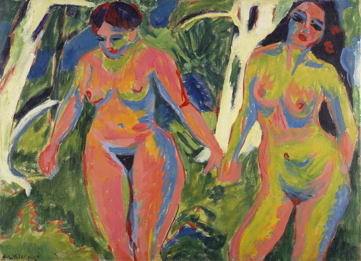 Dos mujeres desnudas en un bosque, 1909 de Ernst Ludwig Kirchner