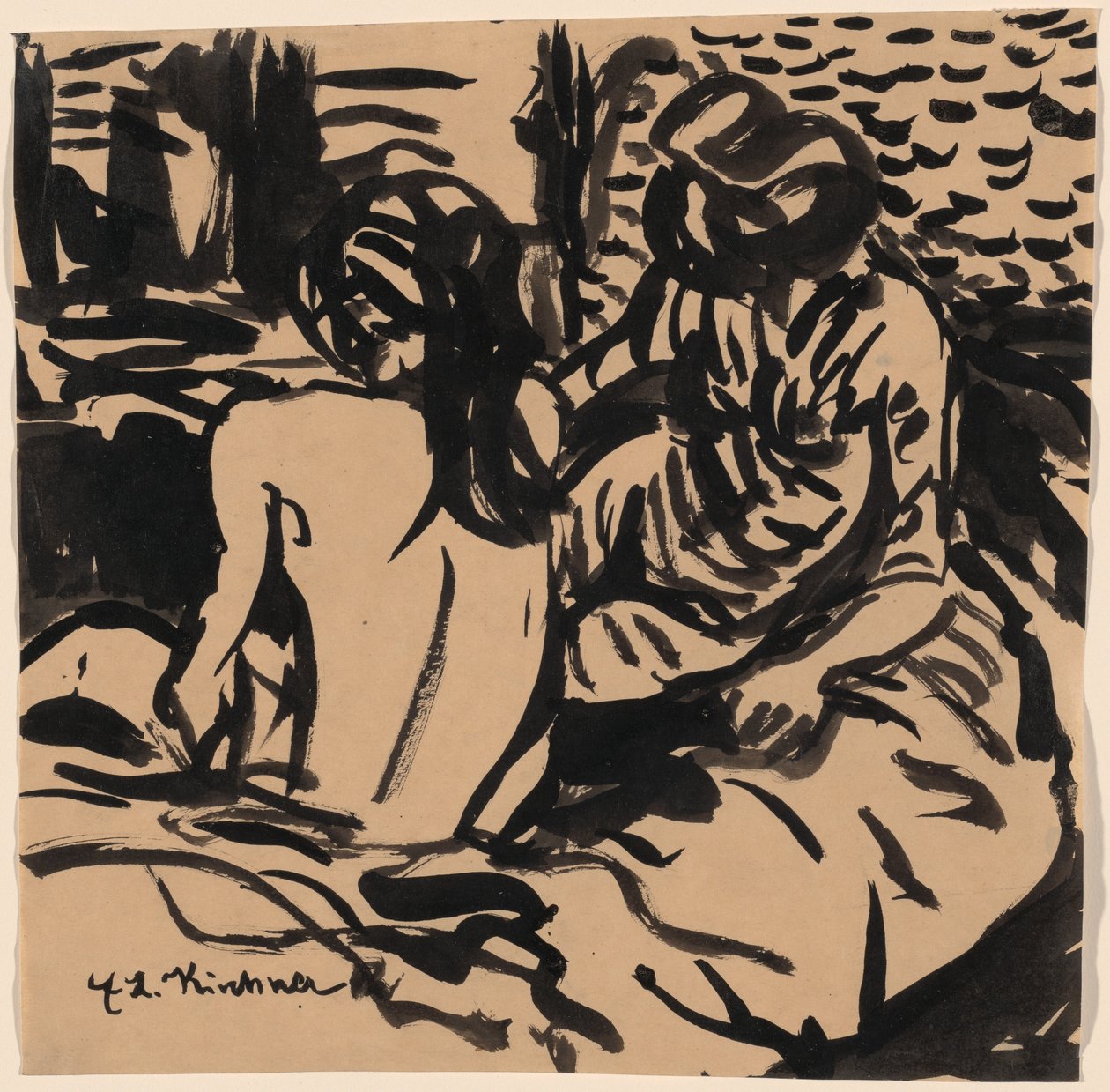 Dos Desnudos en una Cama (Isabella y una Chica Más Joven) de Ernst Ludwig Kirchner