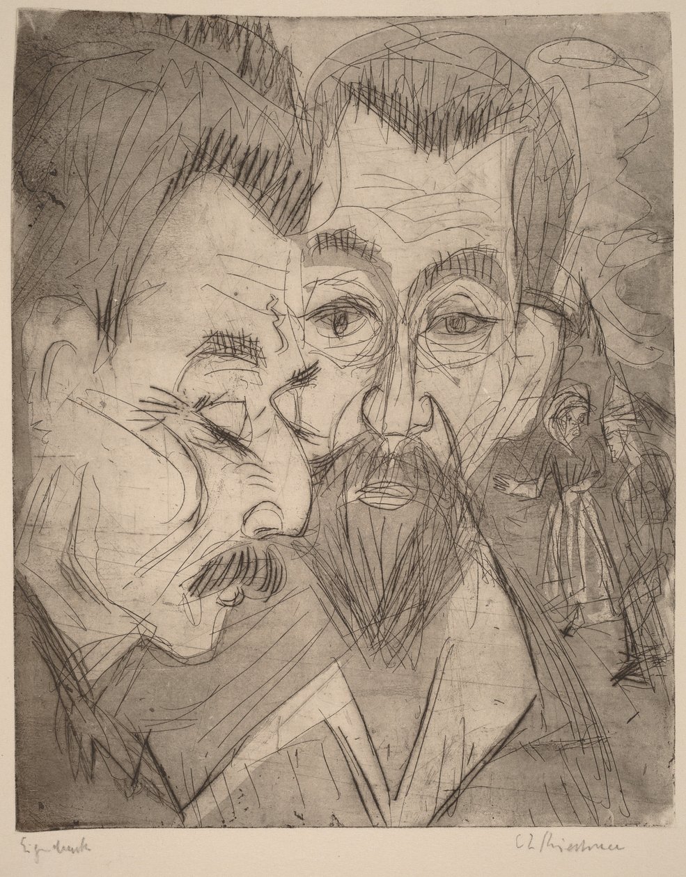 Dos cabezas de campesinos de Ernst Ludwig Kirchner