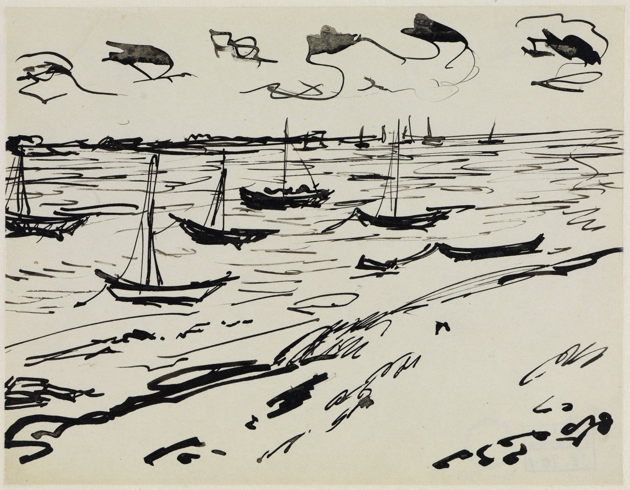 Barcos de pesca anclados (Fehmarn) de Ernst Ludwig Kirchner