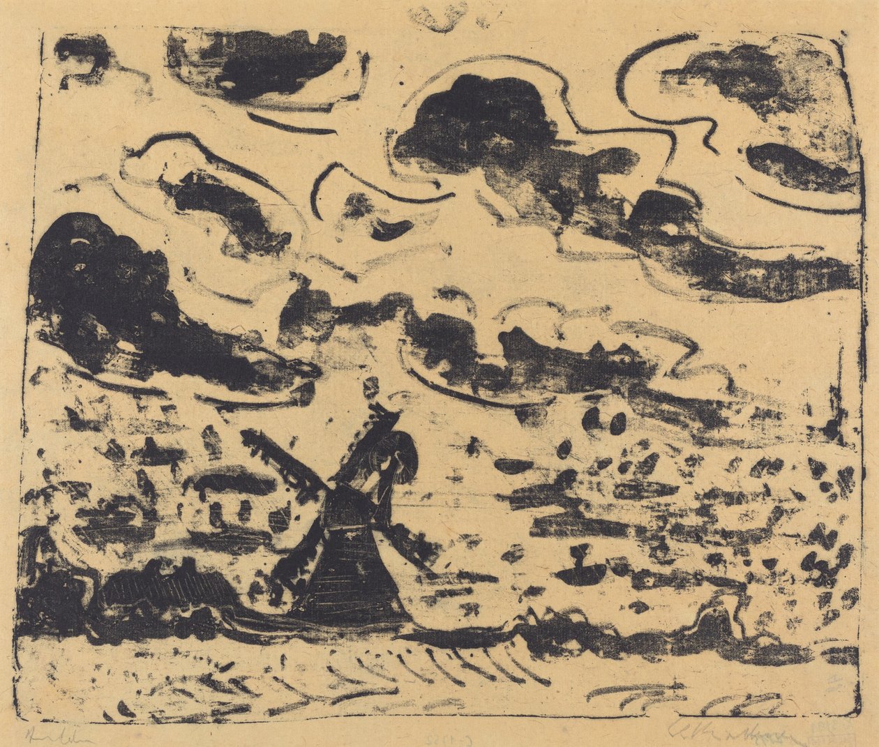 Molino de Viento cerca de Burg en Fehmarn de Ernst Ludwig Kirchner