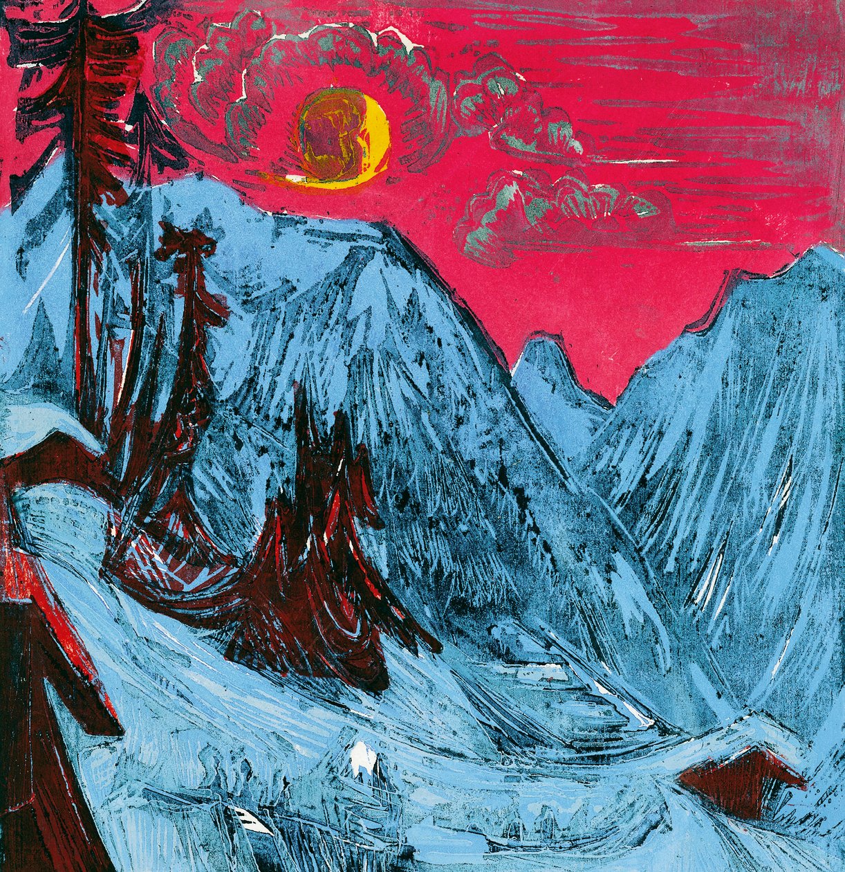 Noche de invierno a la luz de la luna de Ernst Ludwig Kirchner