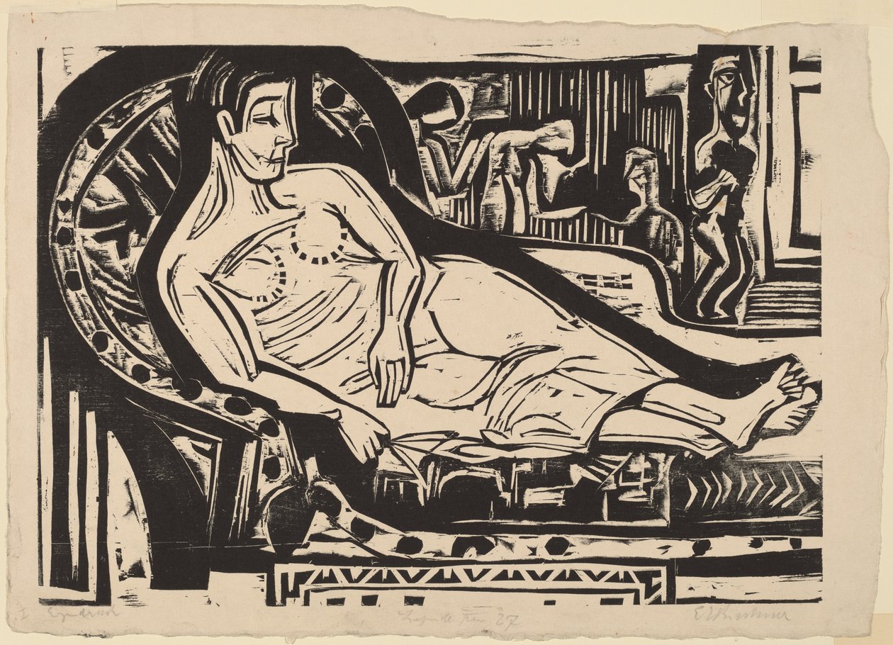 Mujer acostada en un sofá de Ernst Ludwig Kirchner