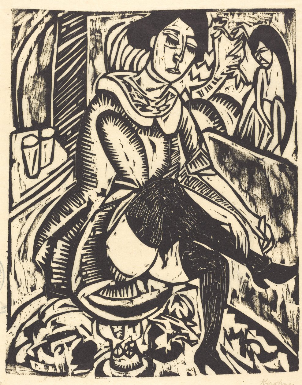 Mujer atándose el zapato de Ernst Ludwig Kirchner