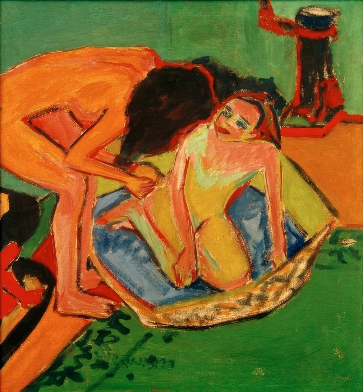 Dos desnudos con bañera y estufa de Ernst Ludwig Kirchner