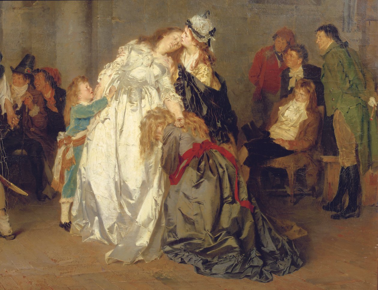 El rey Luis XVI de Francia despidiéndose de su familia en la prisión del Temple (detalle) de Ernst Meisel