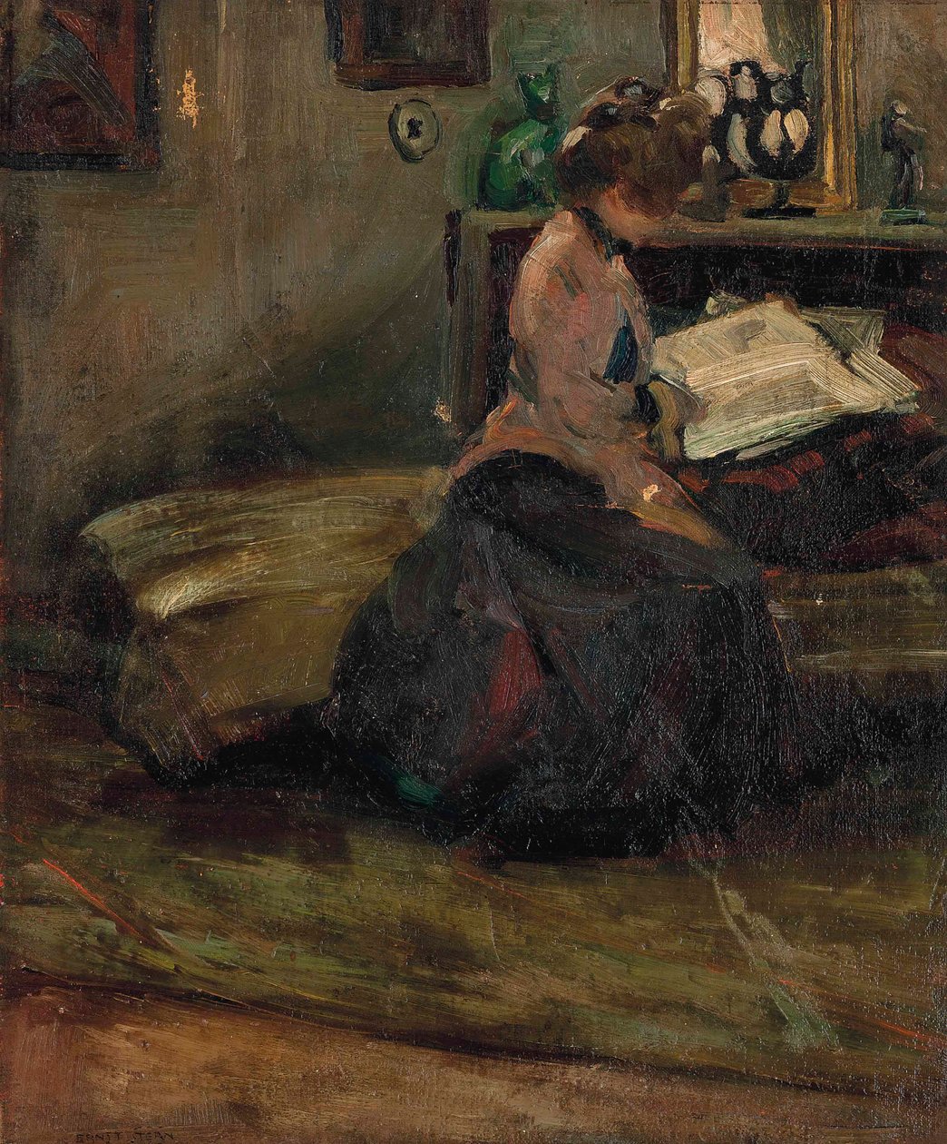Dama leyendo (óleo sobre lienzo) de Ernst Stern