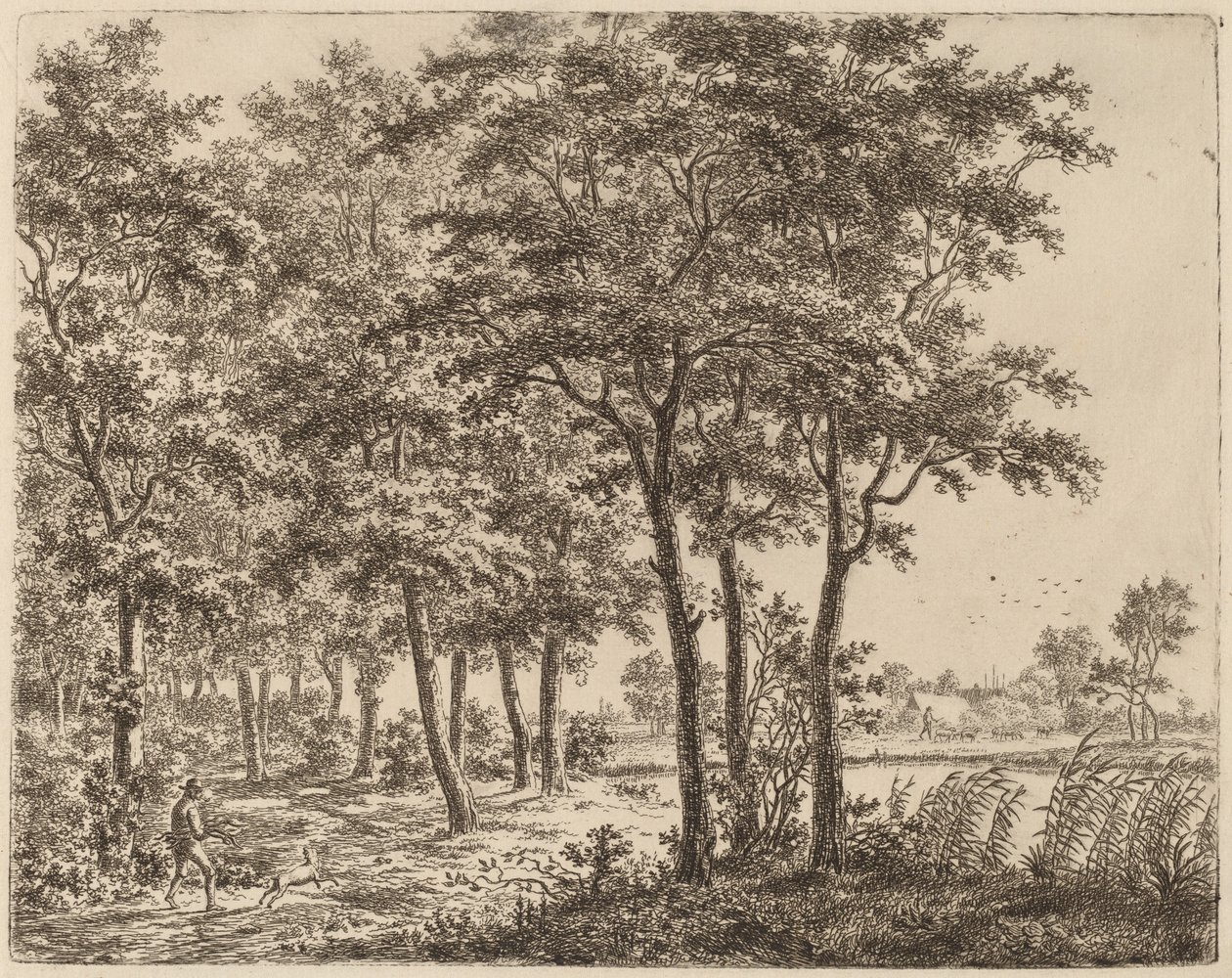 Paisaje con un campesino llevando leña de Ernst Willem Jan Bagelaar