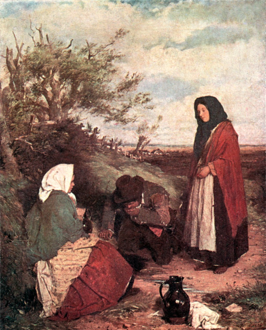 Gitanos en la carretera (litografía en color) de Erskine Nicol