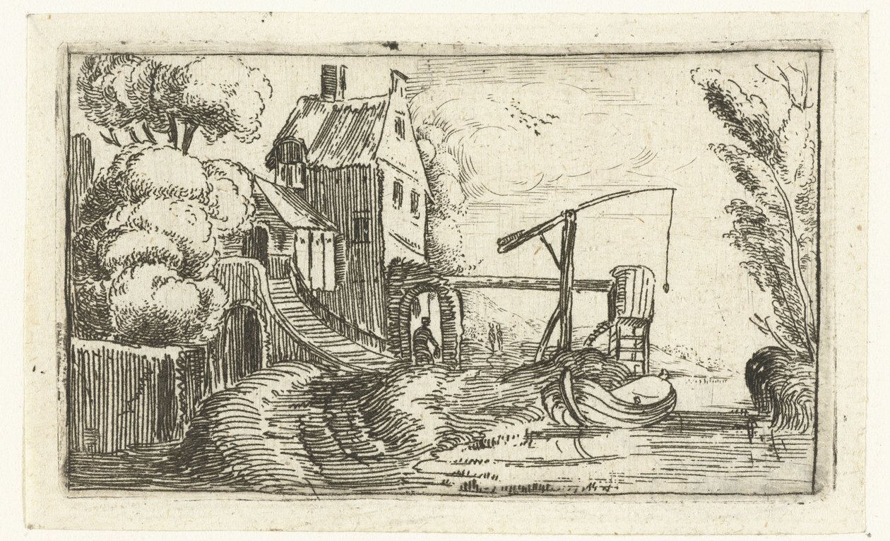 Casa o fábrica en un canal Pequeños paisajes (título de serie) de Esaias van de Velde (rejected attribution)