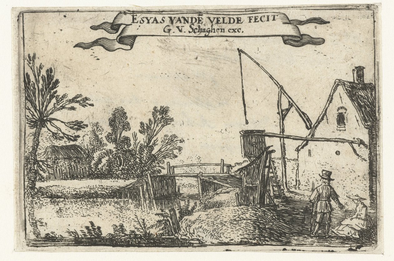 Finca junto a un canal Pequeños paisajes (título de serie) de Esaias van de Velde