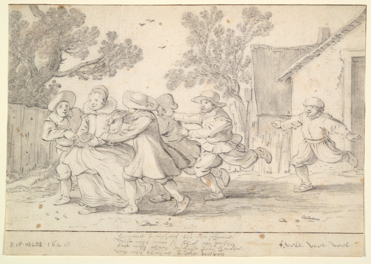 Chicos persiguiendo a una chica de Esaias van de Velde