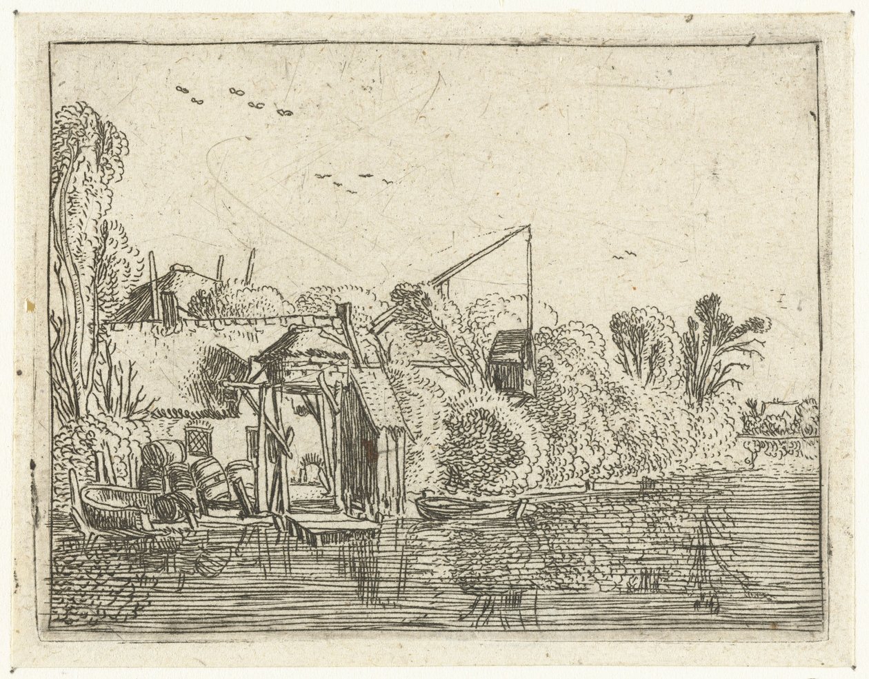 Cervecería a la orilla de un río Pequeños paisajes (título de serie) de Esaias van de Velde