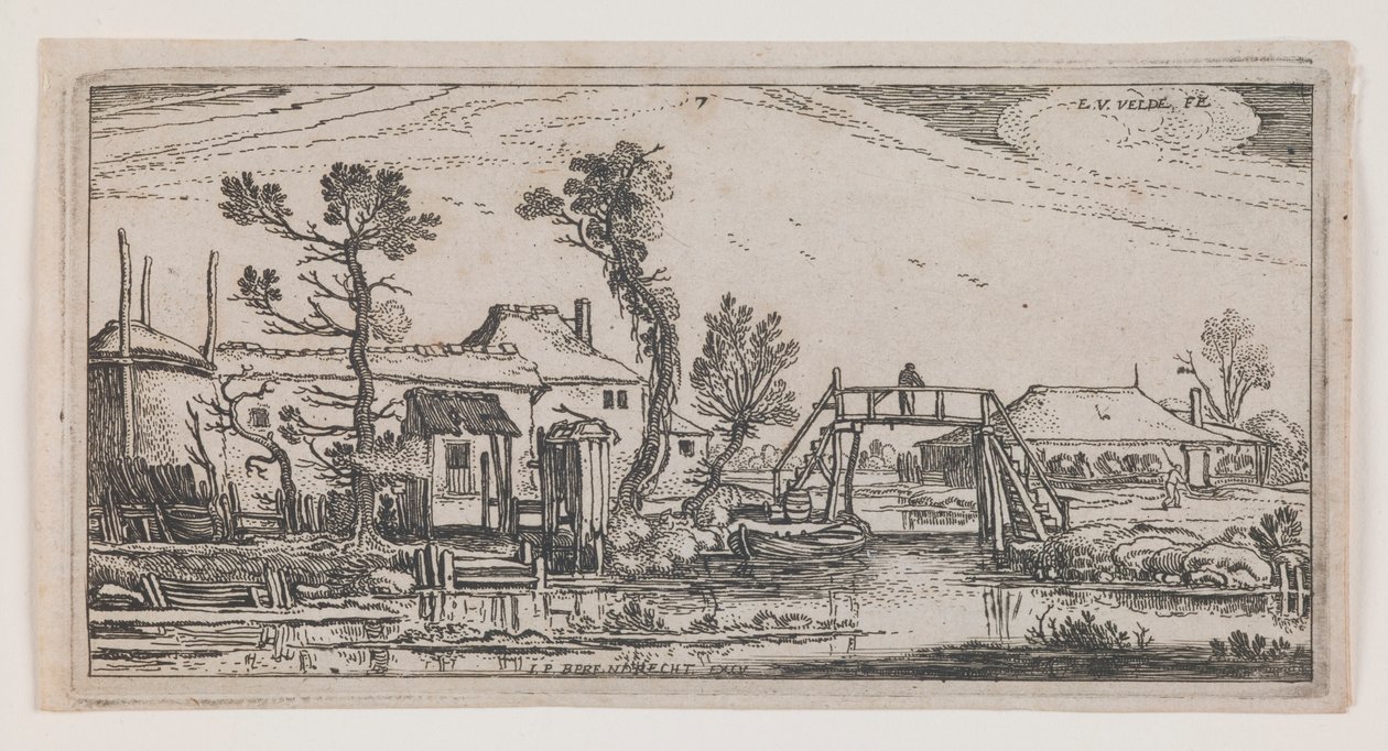 Granja más allá de un canal, de la serie "Diez paisajes oblongos" de Esaias van de Velde