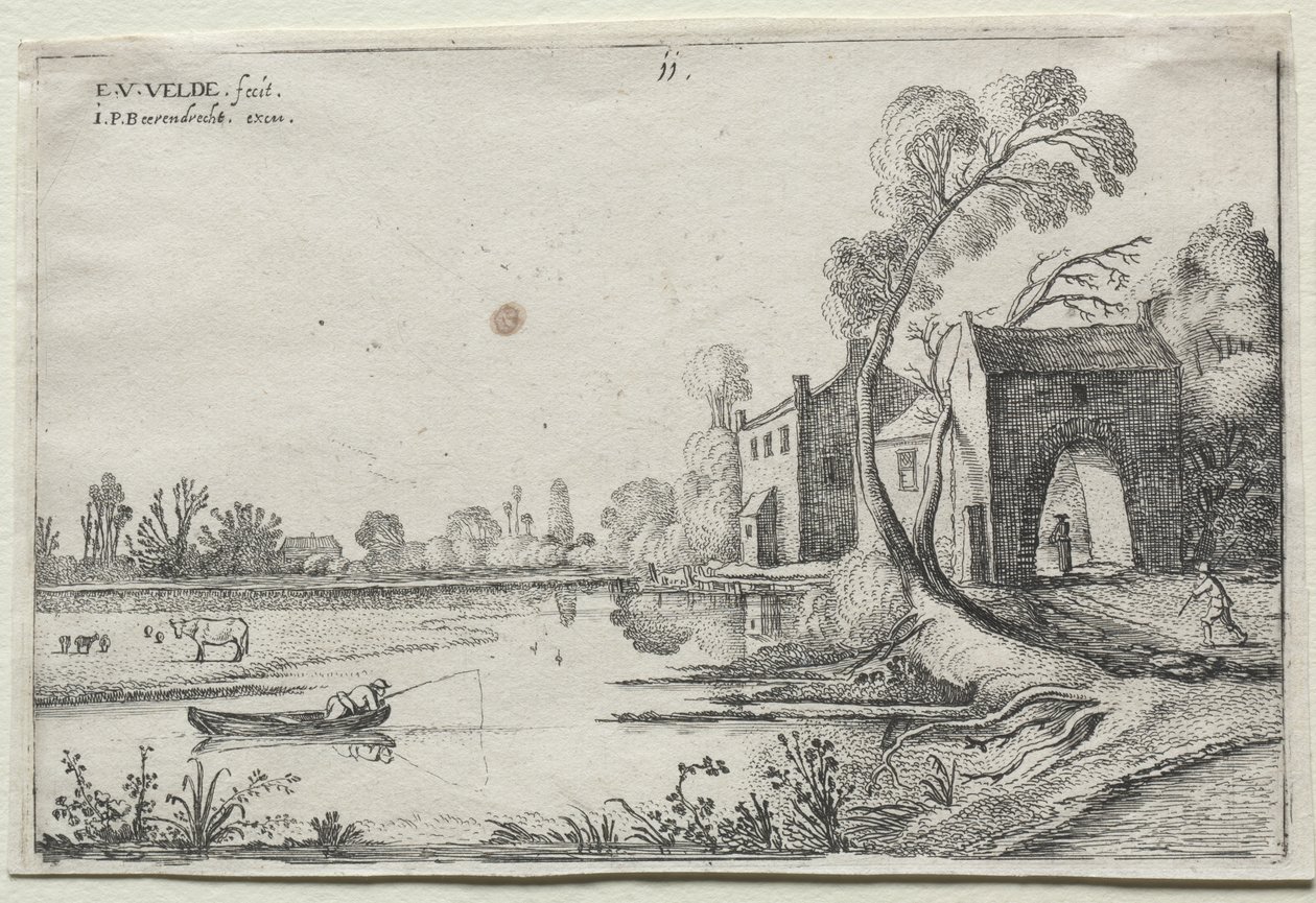 Paisaje con un río y una casa de entrada de Esaias van de Velde