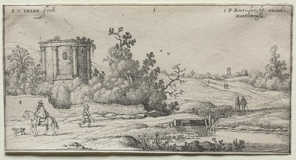 Paisajes: Paisaje con ruinas de un templo romano de Esaias van de Velde